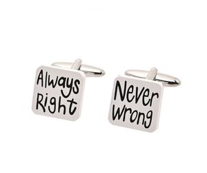 Harvey Makin 'Always Right' 'Never Wrong' Cufflinks H40, W64, D78mm