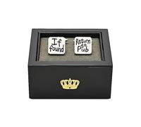 Harvey Makin Brushed 'If Found' 'Return To Pub' Cufflinks Black