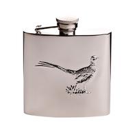 Harvey Makin Classic Luxury Pheasant Hip Flask 11 x 9.5 x 2cm