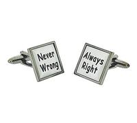 Harvey Makin Gents Rhodium Plated"Always Right - Never Wrong" Cufflinks In Box