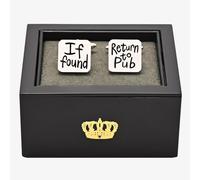 Harvey Makin If Found Return To Pub Brushed Cufflinks HM2386