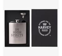 Harvey Makin Matte Silver 6Oz Hip Flask With Funnel HM2490