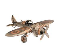 Harvey Makin - Metal Rustic Plane Ornament - WW2 Aviation Inspired Spitfire Figurine for Gifting And Homeware for History Fans - Living Room, Bedroom, Man Cave Home Decor - H: 6cm x W: 21cm.