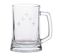 Widdop and Co Officially Licensed Royal Air Force RAF Glass Tankard - Red Arrows - Etched Graphic Drinking Beer Mug - Home Bar, Kitchen & Dining Accessory for Men, History & Aviation - 480ml / 16oz.