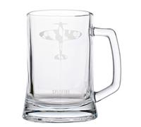Harvey Makin RAF Etched Glass Tankard - Spitfire in Clear Harvey Makin Clear