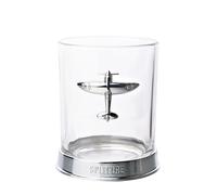 Harvey Makin RAF Glass & Metal Whiskey Tumbler - Spitfire in Clear Harvey Makin Clear