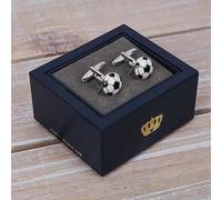Harvey Makin Rhodium Plated Cufflinks Footballs Silver