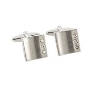 Harvey Makin Rhodium Plated Cufflinks Plain with Diamante