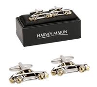 Harvey Makin Rhodium Plated Cufflinks Silver/Gold Cars