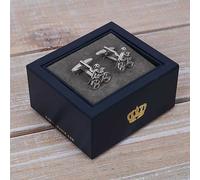 Harvey Makin Rhodium Plated Cyclist Cufflinks Set