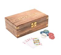 Widdop Wooden Poker Set Harvey Makin HM2211 - Texas Holdem & Blackjack Chips - Brown