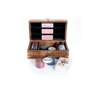 Widdop Wooden Poker Set Harvey Makin HM2211 - Texas Holdem & Blackjack Chips - Brown