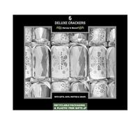 Harvey & Mason 6 Deluxe Christmas Cracker Silver And White Snowflake Winter Print Luxury Party Table Decoration