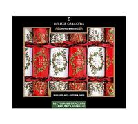 Harvey & Mason 6 Wreath Holly Christmas Crackers - Deluxe Luxury Red White Gold Design, Xmas Dinner Party Celebration