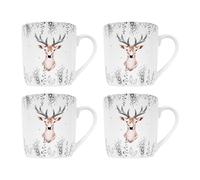 Harvey & Mason Christmas Tableware Mug Set of 4 - Reindeer Ceramic Mug Suitable for Christmas