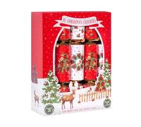 Harvey & Mason Christmas Time Box 10 Recyclable Family Christmas Crackers Red & White Robin Wreath & Tree