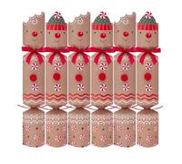 Harvey & Mason Pack of 6 Gingerbread Themed Christmas Crackers - 12" Design Adults Xmas Holiday Dinner Table Decorations - Novelty Fun Prizes Gifts Contains Hats Jokes