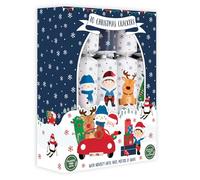 Harvey & Mason Set Of 10 Christmas Crackers Santa And Reindeer White And Blue Festive Table Decor Xmas Family Fun