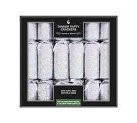 Harvey & Mason Set Of 6 Holographic Christmas Crackers Silver Festive Table Xmas Party