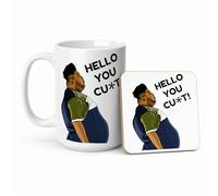 Harvey Price Hello You C*nt Funny Viral Meme Mug - Harvey Price Viral TikTok Meme Coffee Cup - Novelty Quote Gift for Him or Her (Mug & Coaster Set, 15oz White)