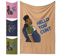 Harvey Saying Hello You C*** Blanket - Change Background Colour - Rude Funny Gift - Sweary Humour Throw - Soft Cuddle or Polar Fleece - Small, Medium, Large Sizes - Cheeky Novelty Present