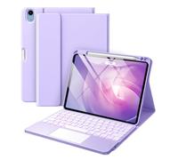 Harvopu Compatible with iPad Air 11 Inch & Air 5th/Air 4th Generation Case with Keyboard - Multi-Touch Trackpad, 7-Color Backlit, Detachable Folio Cover for Air 11-inch M3/M2 (2025/2024), Light Purple