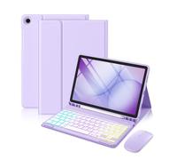 Harvopu for Galaxy Tab A11 Plus/A9 Plus 11" Case with Keyboard-Wireless Mouse Backlit Detachable Keyboard Stain-Resistant Cover with Pen Holder for Galaxy A11+/A9+ 5G Tablet Case 11-inch,Purple