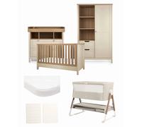 Harwell Nursery Bundle with Lua Bedside Crib (6 Piece) - Cashmere Cashmere