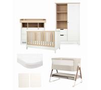 Harwell Nursery Bundle with Lua Bedside Crib (6 Piece) - White White/Natural