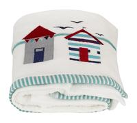 Harwood Vintage Collection Beach Hut Embroidered 100% Turkish Cotton Bath Sheet, White/Multi