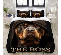 HARXISE Bedding - Duvet Cover Set Rottweiler 'The Boss' Multicolor Quilt Cover Pillowcase Set Quilt cover 200 * 200cm, pillowcase 50 * 75CM*2