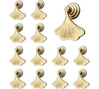 HARY 12 PCS Ginkgo Leaf Shape Knob Gold Drawer Knobs,Handles Drawer Knobs Cabinet Knobs Golden Drop Pendant Pull Handle for Kitchen Bathroom Cabinet Door Drawer