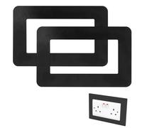 HARY 2 Pcs Black Double Socket Surround Plate, Light Switch Surround for Double Switches, Acrylic Switch Sticker Cover, Finger Plates for Light Switches, Wall Square Shape Decorative Frame