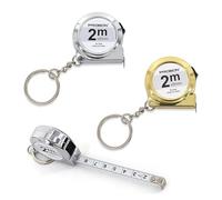 HARY 2 Pcs Mini Tape Measure, 2M Retractable Small Steel Measuring Tape with Keychain, 2 M Metre 6ft Measuring Tape Metric, for Home, DIY, Gifts (Gold & Silver)