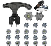 HARY 20Pcs Golf Shoe Spikes, Metal Golf Shoe Studs with Wrench, Cricket Spikes Replacement Cleats for Footjoy Adidas Nike Skechers Golf Shoes, Easy Install Golf Shoe Accessories