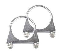 HARY 2Pcs 45mm Exhaust Clamp, Heavy Duty U-Shaped Car Clamp, M8 Pipe Clamp Ø45mm, Galvanized U-Bolt Clamp for Motorcycle and Car Exhaust Pipes