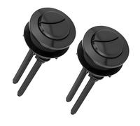 HARY 2PCS Black Dual Flush Toilet Buttons Replacement, 38 mm Toilet Push Button with Two Rods, Round Flush Buttons Replacement for Bathroom Cistern Toilet Tank