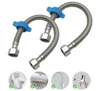 HARY 2Pcs Flexible Pipe Stainless Steel Braided Hose Flexible Tap Connector for Toilet/Washbasin/Water Heater 1/2" × 1/2" BSP Fitting 30cm Long