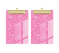 HARY 2Pcs Glitter Acrylic Clipboard, Cute Clipboard, Writing Board, Pink Plastic Acrylic Glitter Clipboards, Small Clip Board for Kids, Students, Teachers, Women, Artist, Office & Classroom Use, A6