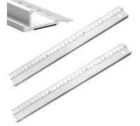 HARY 2Pcs Metal Ruler for Cutting, 30cm Aluminium Cutting Ruler for Craft | White, With Raised Grip, Non-Slip Safety Edge Tool, School Office Drawing, Sewing, Precision Measurement, DIY Craft
