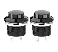 HARY 2Pcs Momentary Push Button Switch, Black Momentary Switches, 12v 5A 16MM 5/8 Pure Copper Material Nylon Flame Retardant Car Switch Start Button Self Resetting Waterproof Lock Free Switch