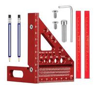 HARY 3D Speed Square with 2pcs Pencil, 22.5-90° Aluminum Alloy Triangle Ruler Measuring Tool, Degree Angle Measurement Tools, for Woodworking Protractor for Engineer Carpenter Carpenters