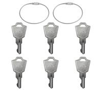 HARY 6Pcs A126 Key Ignition Keys Replacement, A126 Switch Key Fire Keys UK Flats with 2 Wire Rope Key Ring, Heavy Duty Key Switch for APEM KAC ELEDIS JD Start Switches