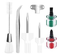 HARY 7 PCS Sewing Machine Cleaning Kit Sewing Machine Cleaning Tools Set Bent Tweezers, Double-Headed Brush, Flathead Screwdriver and Metal Spudger Sewing Machine Cleaning Tools