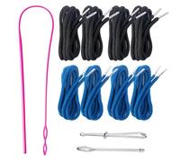 HARY 8 Pieces Drawstring Cord for Jogging Trousers & Hoodie Replacement Drawstrings With Three Easy Threaders for Sweatpants Shorts Pants Jackets Coats(Black and Blue)