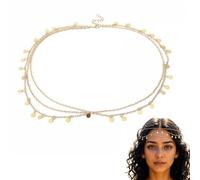 HARY Boho Gold Headband Cleopatra Headpiece- Elegant Gold Head Chain with Crystal Rhinestones, Boho Head Jewellery for Women, Indian Head Jewellery for Weddings & Festivals