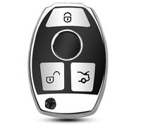 HARY Car Key Cover Case Replacement for Mercedes Benz - TPU Protective Cover with 3 Silver Buttons, Compatible with Mercedes Benz A B C E S V W R CL ML CLK W176 W245 A203 W204 W211 W245