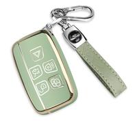 HARY Car Key Cover for Range Rover Key Fob Cover for Evoque Sport Velar Discovery 5 LR4 F-Pace Jaguar XF XJ, Green Key Case TPU Protection, 5-Button Smart Key Shell Keychain Accessory