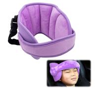 HARY Car Seat Head Support, Adjustable Toddler Headrest Support Band Head Strap, Car Safety Sleeping Headrest, Soft Neck Relief Pillow, for Travel Journey Plane Car Seat, Purple