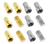 HARY Coaxial Cable Connectors - 8PCS RG6 F Type Connector & 4PCS Female Coupler Kit for TV Ariel Connections, Satellite Cable Extension & RG6 Repair (F Type Male to Female Adapter)